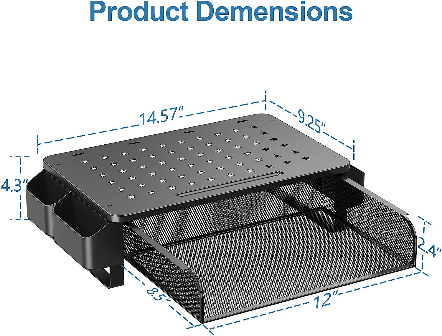 Zimilar Monitor Stand Riser with Drawer, Monitor Riser with Side Storage Pockets for Desk, Metal Monitor Stand for Laptop, PC Screen, Computer, Printer, iMac, Home Office Stand - Image 6